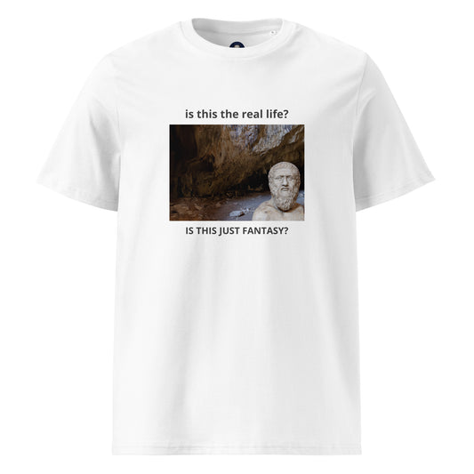Plato: is this the real life? - Unisex organic cotton t-shirt