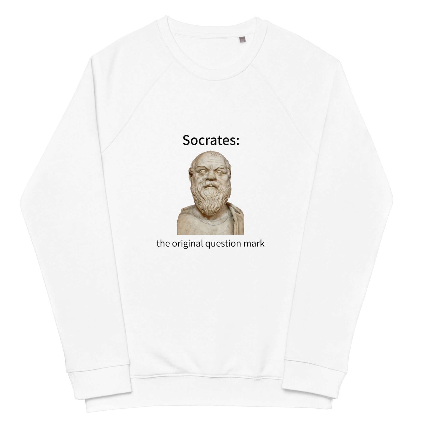 Socrates: the original question mark - Unisex organic raglan sweatshirt