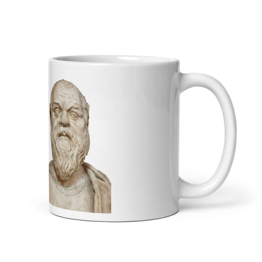 Socrates: the original question mark - White glossy mug