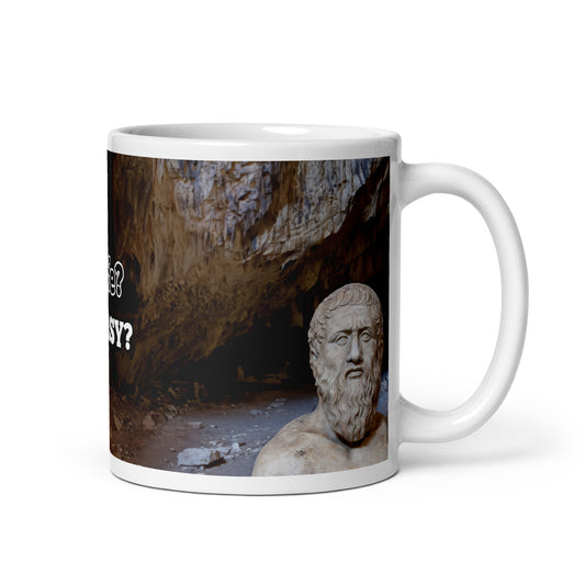 Plato: Is this the real life? - White glossy mug
