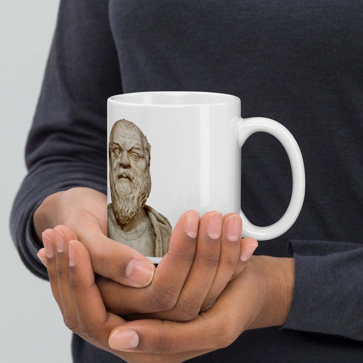 Socrates: the original question mark - White glossy mug