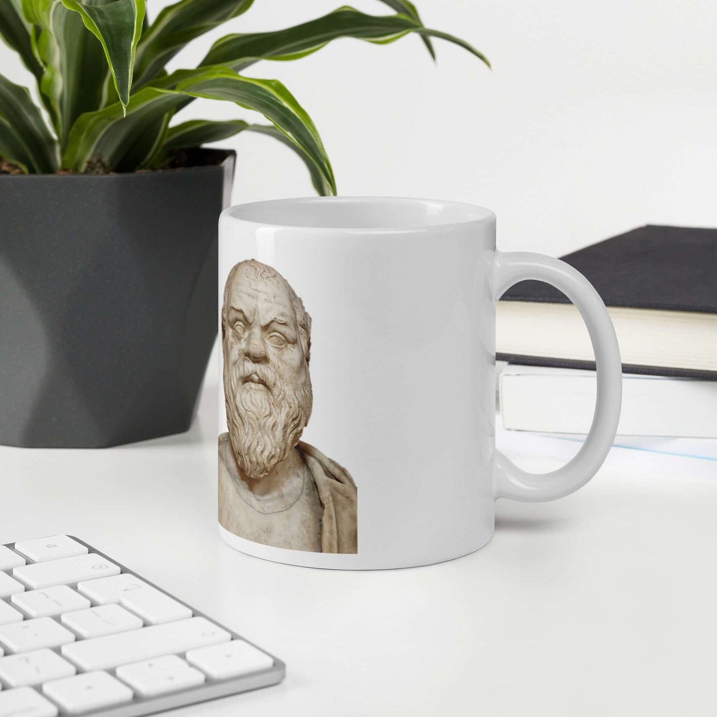 Socrates: the original question mark - White glossy mug